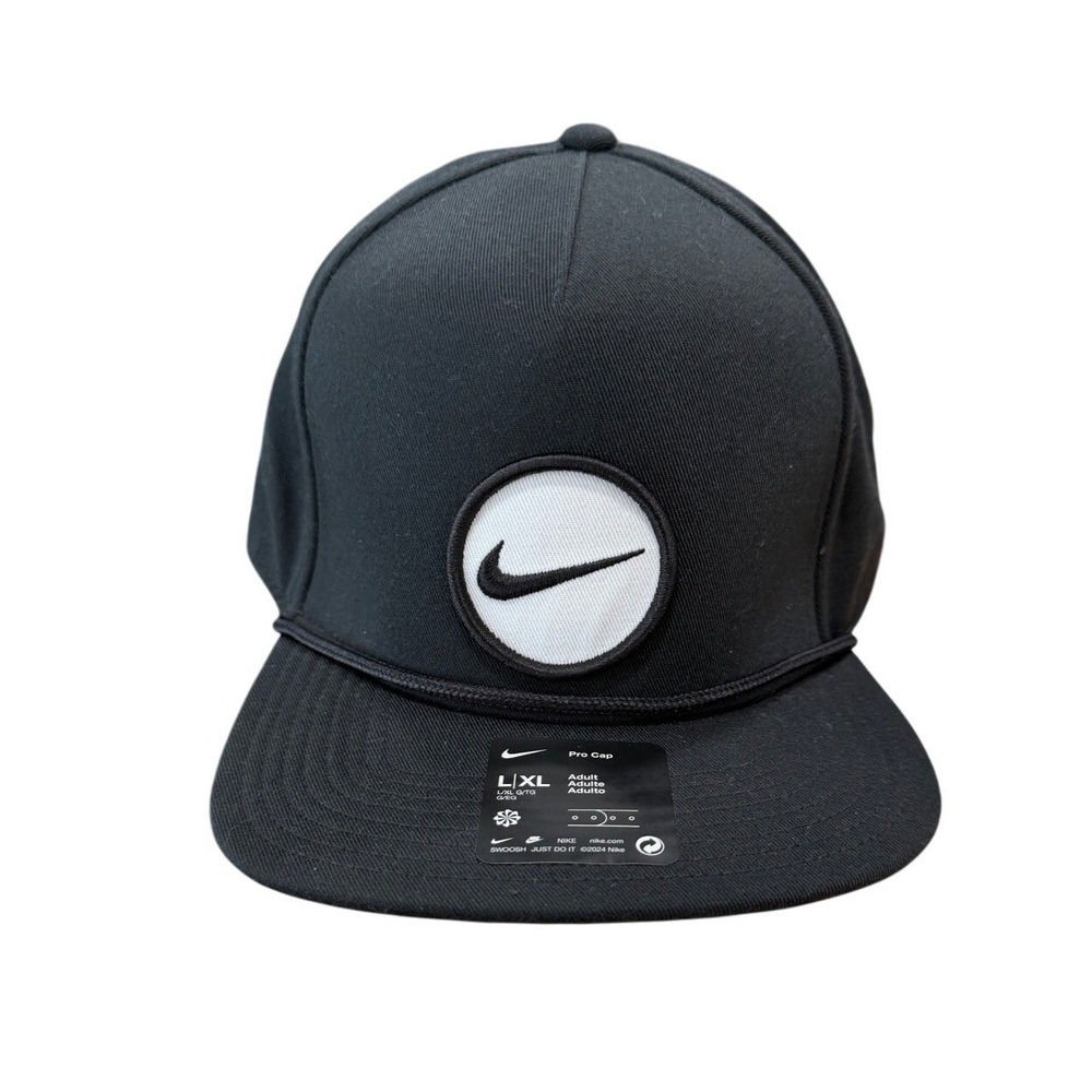 Nike DriFit Flat Bill Snapback Hat Black Men L/XL Gorpcore Athleisure Streetwear